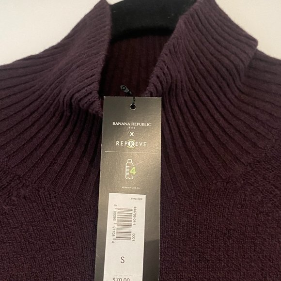 😊Banana Republic Womens Size S Pullover Sweater Turtleneck Purple Recycled NWT - Picture 6 of 9